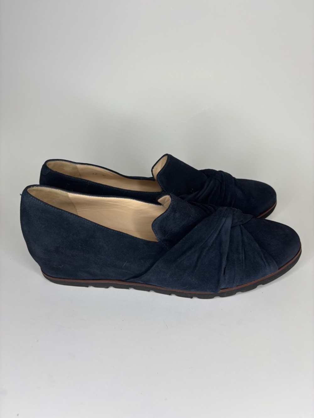 AMALFI by Rangoni Twist Wedge Blue Suede Loafer Italy Women Shoes Size 12M